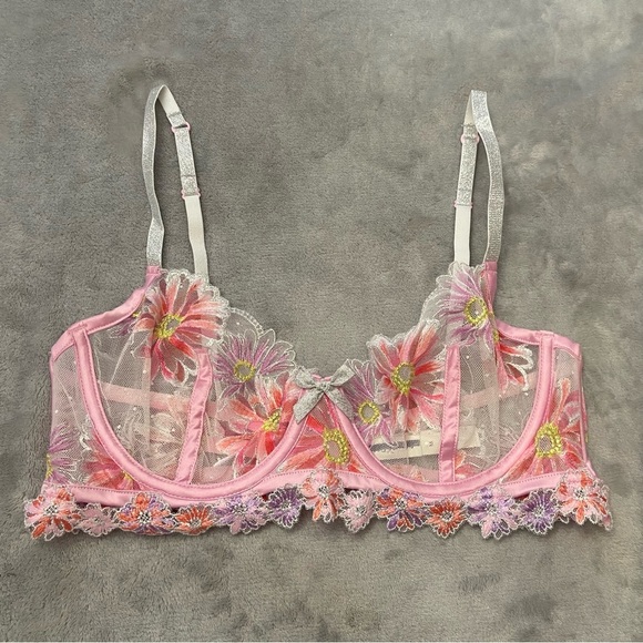 New! For Love And Lemons Aster Embroidered Underwire floral Bra 10195 - Picture 6 of 10
